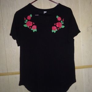 Black shirt with roses